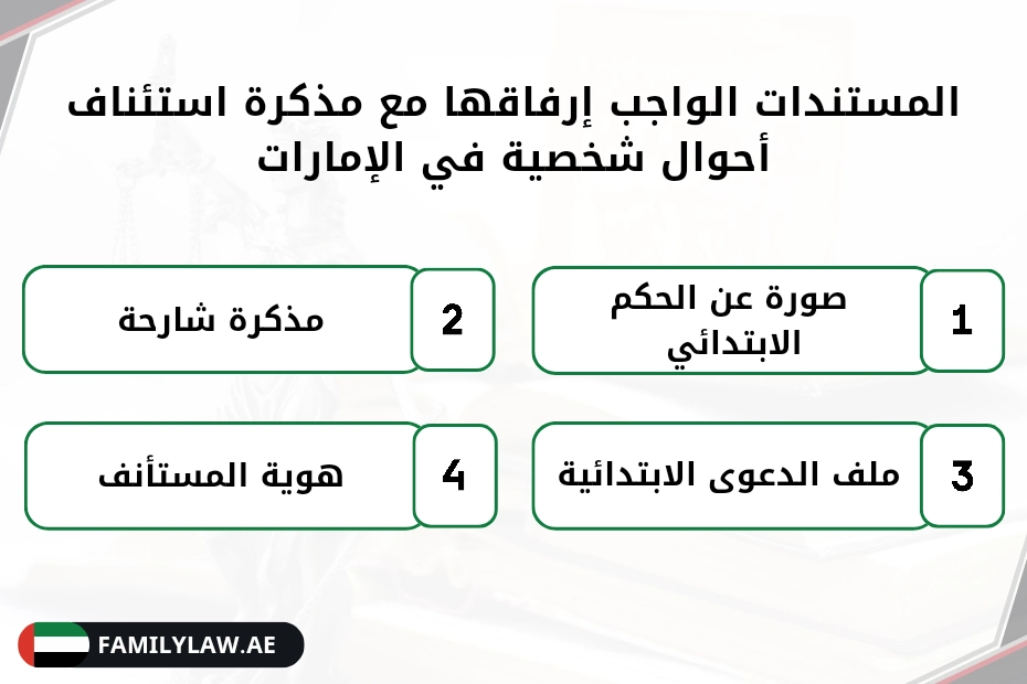 المستندات الواجب إرفاقها مع مذكرة استئناف أحوال شخصية في الإمارات